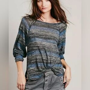 Free People Multicolor Striped Sweatshirt Oversized